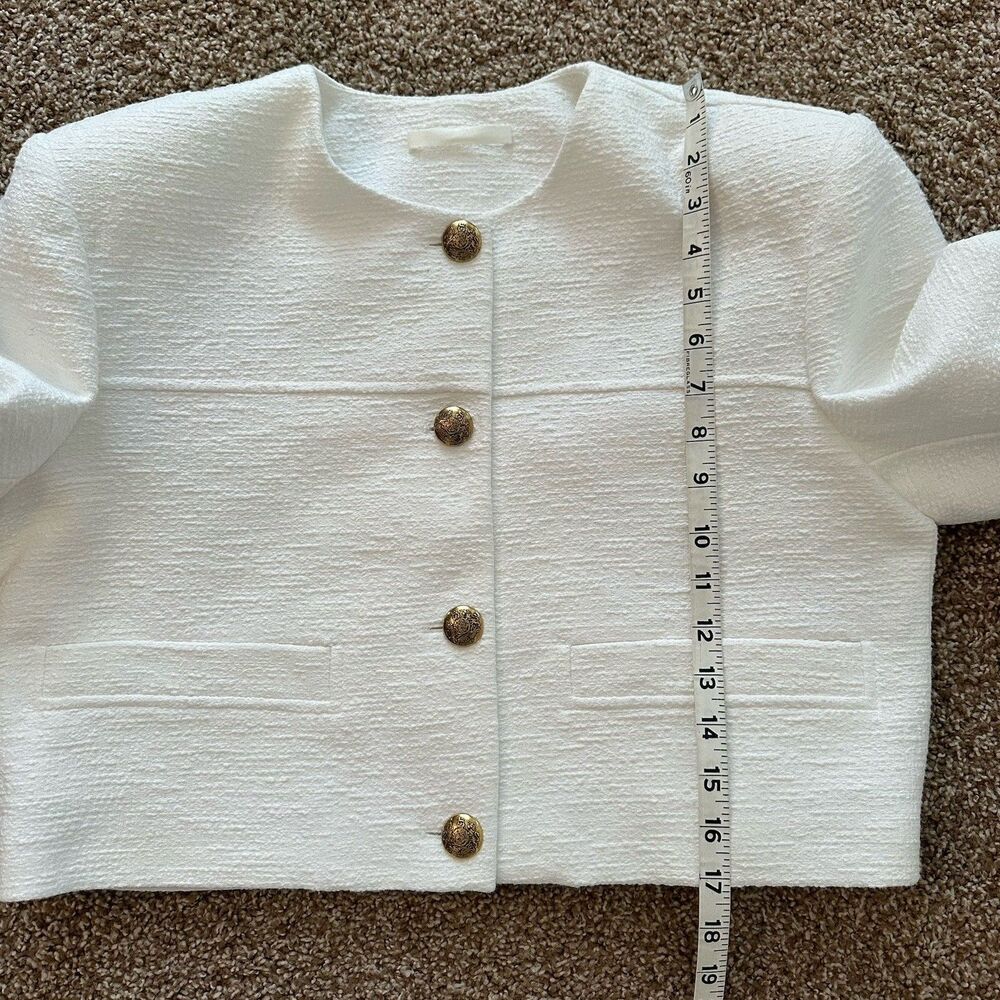 Citizens of Humanity Pia Cropped Jacket Sz Medium White Tweed Boxy Office - Picture 15 of 16